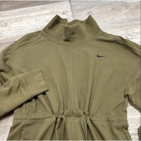 Vintage Nike Green‎ Mens L Cinch Waist Mock Neck Athletic Sporty Dri-Fit Jacket - Picture 1 of 9